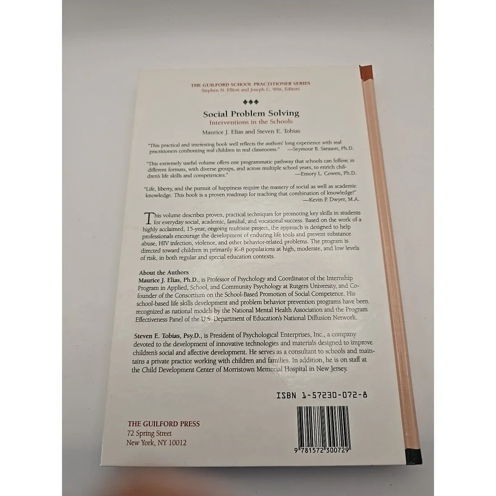 SOCIAL‎ PROBLEM SOLVING: INTERVENTIONS IN THE SCHOOLS (THE By Maurice J. Elias